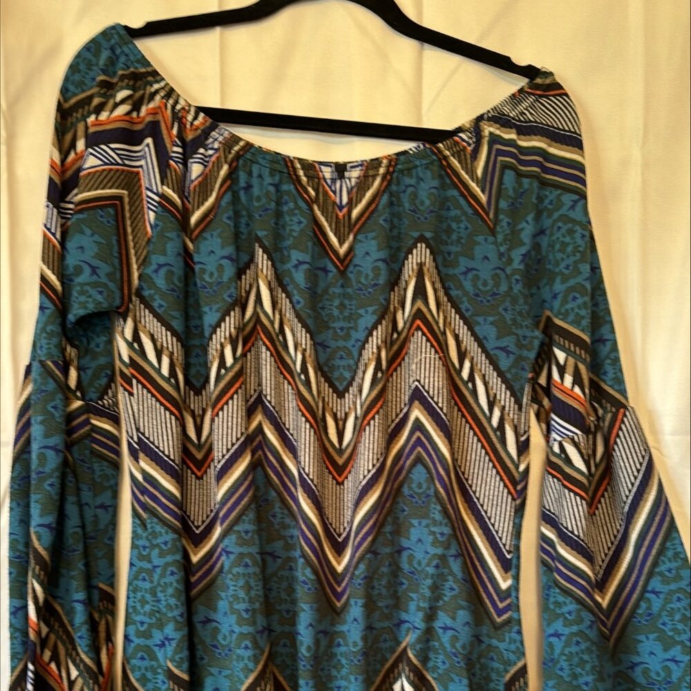 Win-win | Shift dress  | Teal print | Bell sleeve